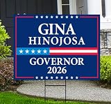 Gina Hinojosa For Texas Governor 2026 Yard Sign, Corrugated Plastic Governor Elections Race Red White & Blue Yard Sign with Metal H-Stake, VP33974, 18" x 12", Single Sided