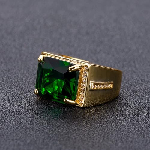 HSQYJ Adjustable White Gold Plated Rectangle Cubic Zirconia Gemstone Cocktail Rings Luxury Crystal Zircon Personalized Statement Party Ring for Men Fashion Jewelry Gifts - Image 6