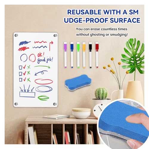 2 Stück Wochenplaner Abwischbar, Acrylic Wochenplaner Magnetisch 30 x 20CM Magnettafel Kühlschrank mit 6 Whiteboard-Stift Wiederverwendbare Stundenplan für Menüplanung und Sliste