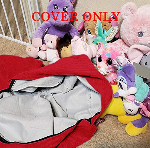 Sanmadrola Stuffed Animal Storage Bean Bag Chair Cover (No Filler) For Kids And Adults.soft Premium Corduroy Stuffable Beanbag For Organizing Children Plush Toys Or Memory Foam Small 100L (Red) #TOP1