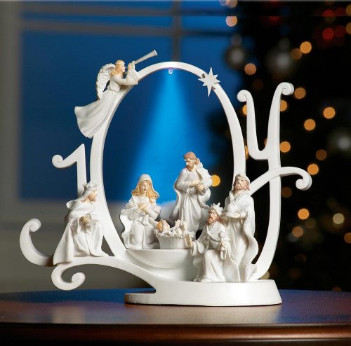 Collections Etc Lighted Joy Nativity Christmas Scene Holiday Indoor Sculpture - Image 4