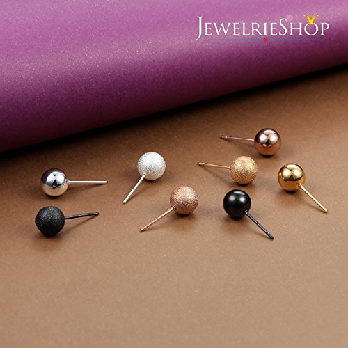 JewelrieShop Stud Earrings Ball Earrings Shiny and Matt Assorted Colors Set Unisex4