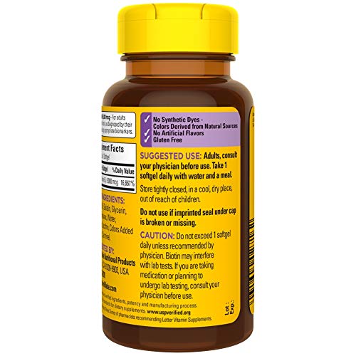 Nature Made Maximum Strength Biotin 5000 Mcg, Dietary Supplement May Help Support Healthy Hair, Skin & Nails, 50 Softgels #TOP6