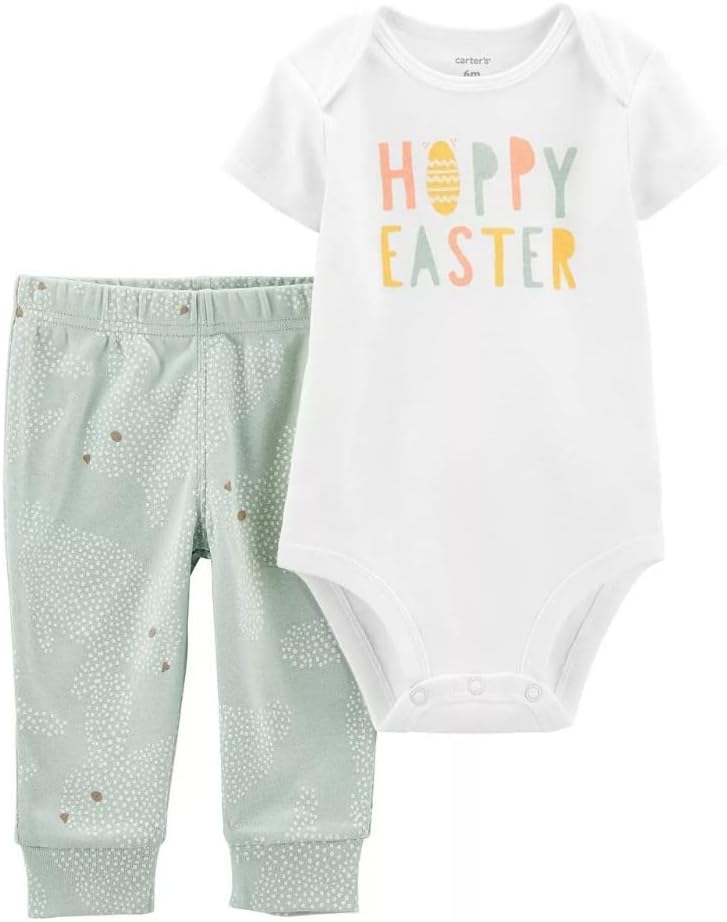 Carter's Infant Girls Happy Easter Outfit Bunny Rabbit Shirt & Leggings Set