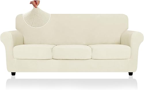 Miniatura 41 de Funda 2026 para sofá de dos plazas XL a rayas, 3 piezas (71"-91"), fundas elásticas gruesas para sofá con cojines 2 XL con banda elástica Nuevo