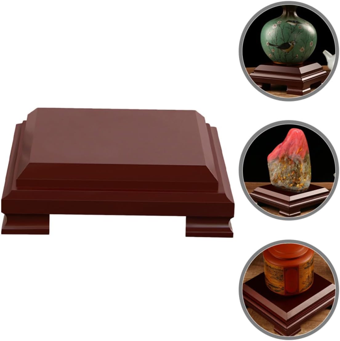 Vintage Square Wood Stand for Vase and Handicrafts with Strong Bearing Capacity, Practical Wooden Display Base for Indoor Decor and Fish Tank Display Random Color