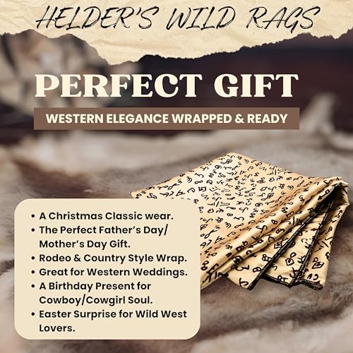 Wild Rag Silk Scarf 36'', Western Cowboy Bandana Square Silky Wild Rags,Cream Cattle Brands Tribal Scarves for Men & Women4