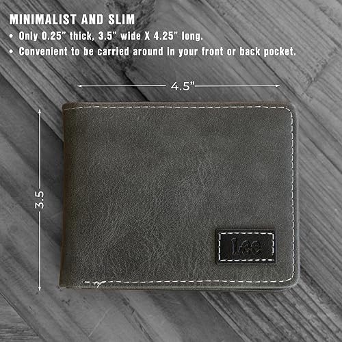 Lee Men’s Bifold Wallet Slim Casual Everyday Minimalist Cash and Card Holder (Grey)3