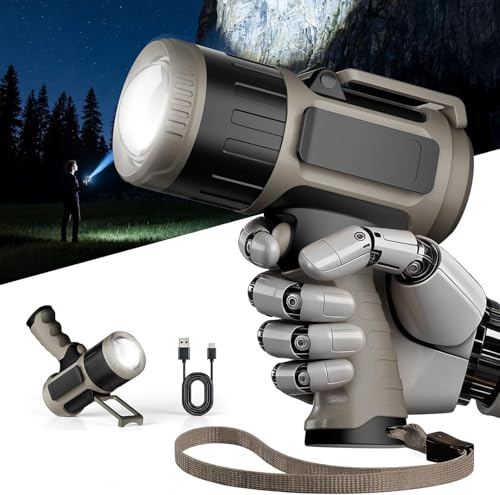 LiangJJ 2000000 Lumens Adjustable Focus Rechargeable Spotlight Flashlight