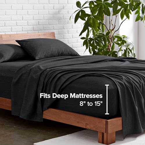 Bare Home Printed Sheet Set - 1800 Ultra-Soft (Queen, Heathered Black) by Bare Home - Used condition - Image 4