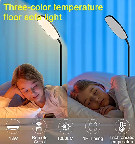 Led Floor Lamp Bright 18W Dimmable Floor Lamps With Timer Modes, Modern Reading Standing Light With Remote, Adjustable 2700K-6500K Gooseneck Task Lighting For Living Room Bedroom Office, Eye-Caring #TOP5