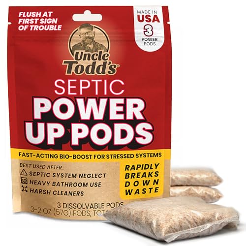 Uncle Todd's Septic Tank Treatment Pods - 2oz Power Up Pods with 200x Enzymes - Monthly Booster for Septic Systems