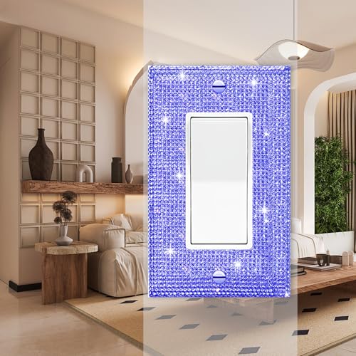 Image of 2 Pcs Shiny Purple Rhinestones Switch Plates And Outlet Covers Light Switch Cover Decorative Light Switch Cover Plate Rhinestone Bling Outlet Cover Wall Plate