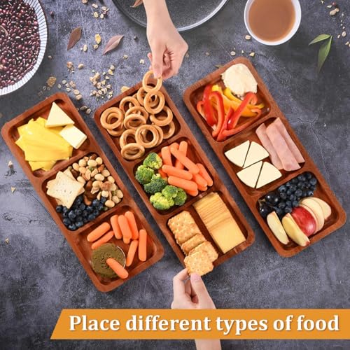 Charcuterie Boards – Charcuterie Platter | Charcuterie Platter Serving Board | Acacia 3 Grid Charcuterie Tray Platter | Wooden Divided Food Serving Tray for Birthday, Wedding, Graduation, Christmas – Bild 4