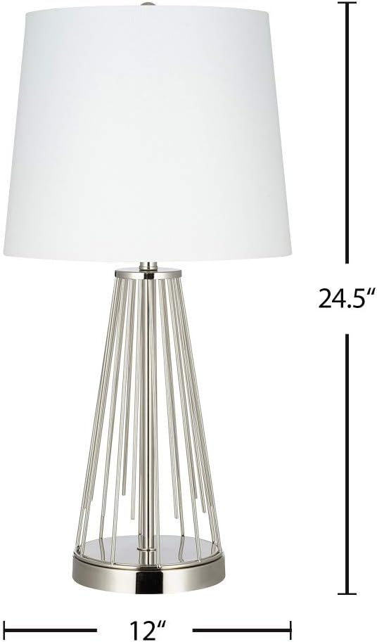 Blасk Frіdау - 50% оƒƒ Amazon Brand – Rivet Mid-Century Modern Metal Starburst Table Lamp, LED Bulb Included, 24.5H, Polished Nickel