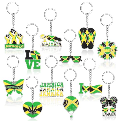 Image of Unittype 24 Pack Jamaica Souvenirs Gifts Jamaican Republic Metal Keychains