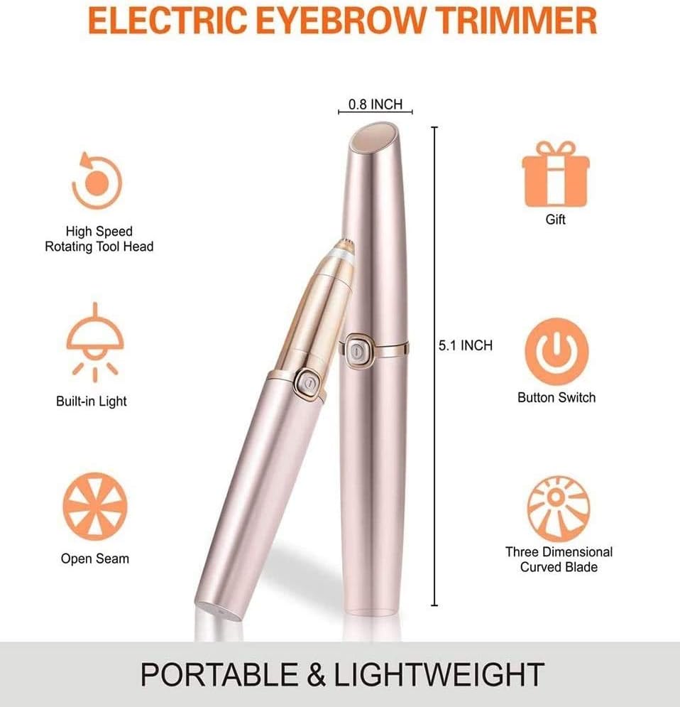 Rechargeable Eyebrow Trimmer Eyebrow Hair Sharper Face Lip Nose Hair Remover Eyebrow Razor Eyebrow Epilator Shaper with Light for Men Women