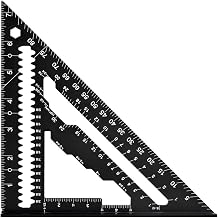 7 Inch Aluminum Scribing Rafter Square, High-Precision Layout Tool with Incremental Scribing Holes, Professional Triangle Ruler for Woodworking & Framing, Laser Etched Scales Black