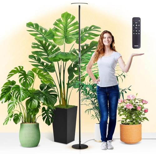 chiphy LED Pflanzenlampe, 216 cm, 40W Vollspektrum, Timer-Funktion, 10 Helligkeitsstufen, Höhenverstellbar, Schwarz, ideal für große hohe Pflanzen