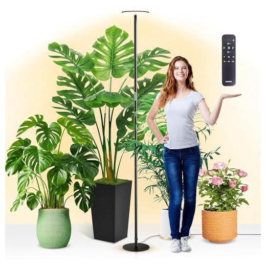 chiphy LED Pflanzenlampe, 216 cm, 40W Vollspektrum, Timer-Funktion, 10 Helligkeitsstufen, Höhenverstellbar, Schwarz, ideal für große hohe Pflanzen