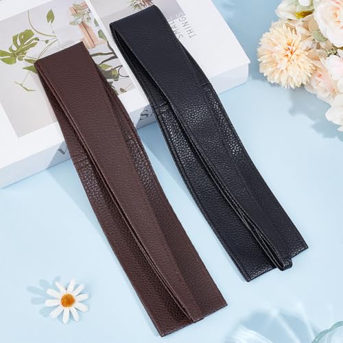 CRASPIRE 2 Colors Obi Style Waist Belt 224.6cm Imitation Faux Leather PU Black Coffee Corset Cinch Tie Wide Waist band Retro Vintage Boho Obi Style Cinch Waistband Belt for Women Dress Sweater Coat4