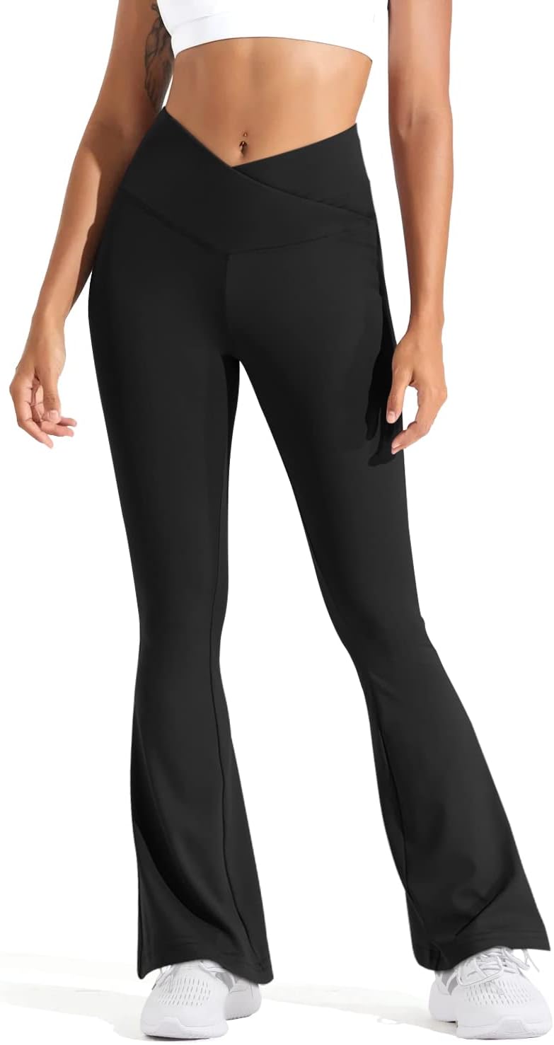 BLUEENJOYWomen's Flare Yoga Pants - Crossover Flared Leggings for Women High Waisted Workout Casual Bootcut Pants