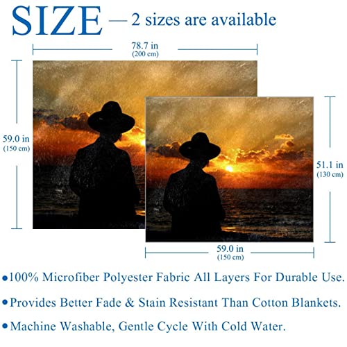 Couverture en polaire coucher de soleil plaid chaud grand format - 4