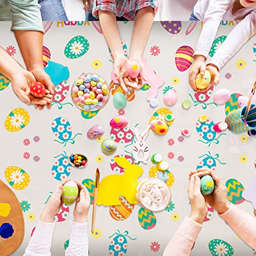Tatuo 6 Pieces Easter Tablecloth Colorful Eggs Plastic Table Cover Bunny Disposable Tablecloth Happy Easter Table Cover for Spring Home Kitchen Dining Room Decor, 54 x 108 Inch by Tatuo - Image 7