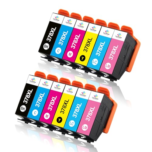LeciRoba 378XL Cartucho de Tinta para Epson 378 Cartuchos de Tinta 378xl para impresoras Epson Expression Photo XP 8500, XP 8505, XP 8600 y XP 8605 (Paquete DE 12)