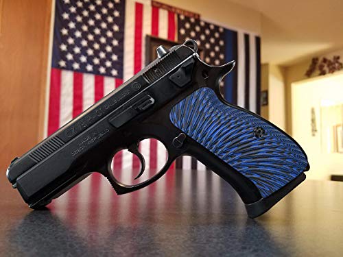 Cool Hand CZ 75 Compact G10 Grips, Sunburst Texture, Brand Blue/Black