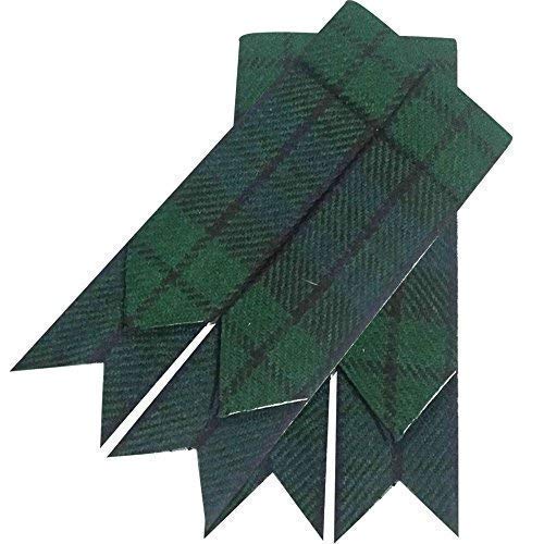 Mens Kilt Hose Sock Flashes With Garter Black Watch Tartan Pointed