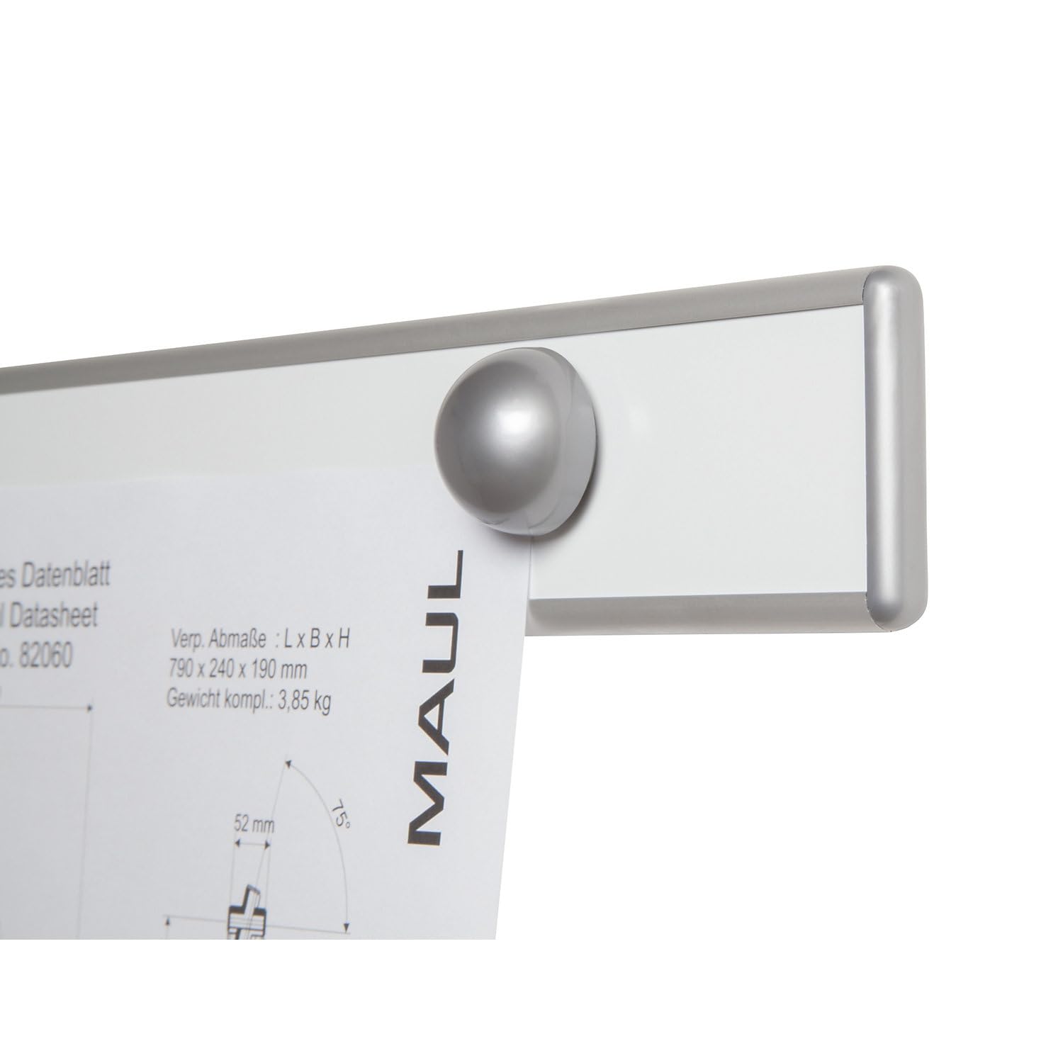 Maul Inforail ontwerp MAULpro 100 x 5 cm | Aluminium folder lijst voor het bevestigen van tekeningen, foto's en posters | Organizer voor kantoor, werkplaats en hal | Incl. 4 bal magneten | zilver