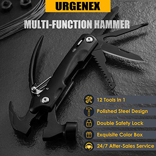 Multitool Camping Accessories Gifts for Men Dad Husband Boyfriend 12 in 1 Survival Gear and Equipment Mini Multitool Hammer Cool Gadgets Stocking Stuffers for Men URGENEX