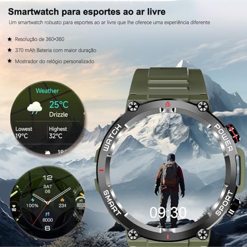 Smartwatch masculino com função de telefone, relógio de fitness de 1,39 polegadas, 100 modos esporti