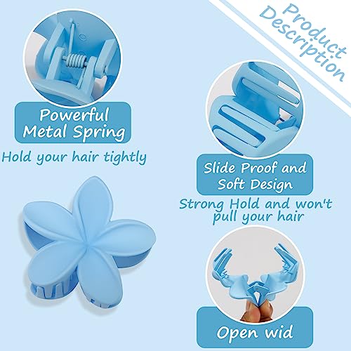 6Pcs Flower Claw Clip, Upgrade Durable Large Plumeria Flower Hair Clip Cute Hair Clips For Thick Long Curly Thin Hair Matte Hawaii Flower Hair Claw Clips Hair Accessories For Women Girls #TOP6