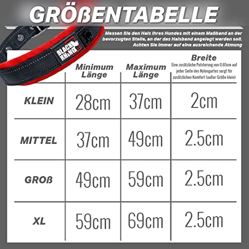 Black Rhino - Das Comfort Halsband Super Weiches Neopren Gepostertes Hundehalsband für alle Hunderassen - Hochbeanspruchbar Verstellbar Reflektierend Wetterfest (Mittel, Rot/Schwarz)