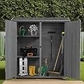 FRANSOUL Wooden Storage Shed with Double Lockable Doors Waterproof Asphalt Roof,Outdoor&Indoor Tool Storage House w/Detachable Shelves for Garden Backyard Lawn,56" L x 19.5" W x 64" H