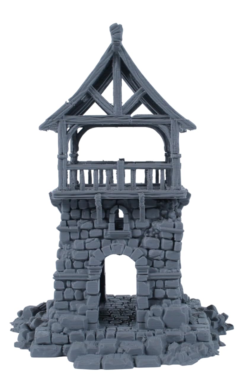 Torre di guardia rovinata – kit di rovine di pietra medievale grigia (fai da te) per dungeon e dragon, pathfinder e wargaming