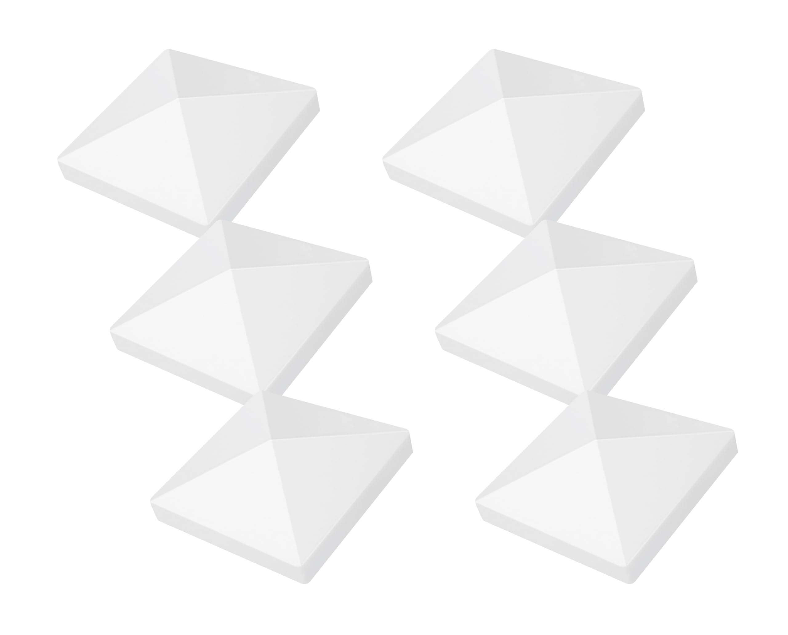 GKOLED 6-Pack 4" x 4" Pyramid White PVC Vinyl Post Top Caps (Only for Vinyl Post with Actual Size of 4" x 4", Not for Wood Posts), Suitable for Fences, lamp, Deck, Mailbox Posts