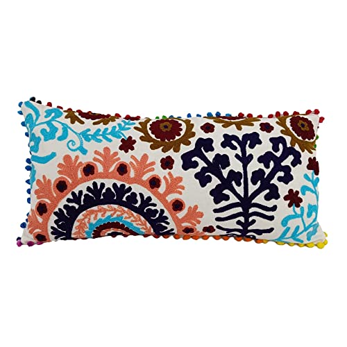 Trade Star Embroidered Suzani Lumbar Pillow Cover Beautiful 12X24 Inches Sofa Decor Cushion Cover 100% Cotton Modern Pillowcase Elegant Decorative Pillow Cover For Home Decor (Pattern 1) #TOP10