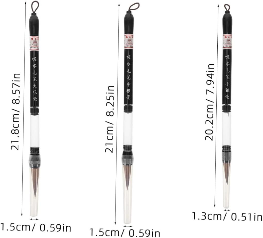 Chinese caligraphy brush, 3pcs Lang Hair Brush Regular Script Brushes Kanji Art Brushes Japanese Sumi-e Drawing Brush Student Calligraphy Pens Calligraphy Writing Brush Chinese Ink Brush Ink Brush Pen