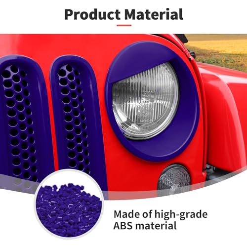 Image of JWWY Front Grille Insert Radiator Grille Grillwork Surround Assembly Inserts Headlight Headlamp Cover Trim Set Fit for 2007-2017 Jeep Wrangler JK JKU Exterior Accessories 9pcs Purple