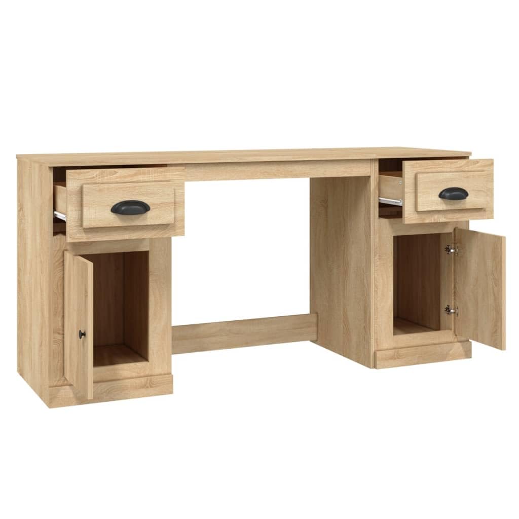 Scrivania con Armadietto Rovere Sonoma in Legno Multistrato 154,5x50x75 cm per Studio Ufficio Casa con Cassetto e Ripiano, Mobile Porta PC per Postazione Lavoro Smartworking Gaming