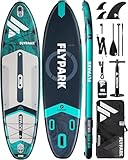 Flypark 10'8/11'x35'' Fishing&Family Stable Inflatable Paddle Boards, Extra Wide SUP Paddleboard Inflatable, 430lb/3 People, Stand Up Paddle Board for Adults, Camera Mount, Shoulder Strap, Rod Holder