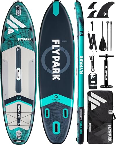Flypark 10'8/11'x35'' Fishing&Family Stable Inflatable Paddle Boards, Extra Wide SUP Paddleboard...