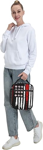 Miniatura 8 de Lonchera de béisbol con bandera estadounidense, bolsa de almuerzo deportiva, reutilizable, bolsa de mano para mujeres y hombres, picnic y viajes