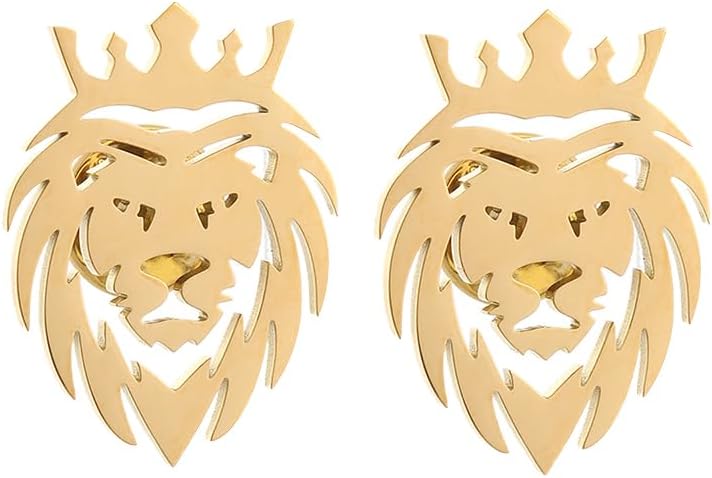 Hip Hop Crown Lion Brooches Stainless Steel Mens Animal Talisman Party Accessories Trendy Wedding Jewelry Badge Pins for Groom