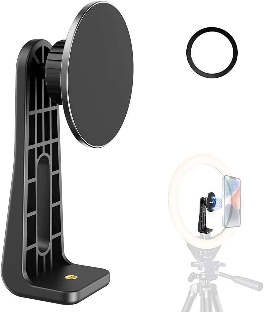 Universal Phone Holder for Tripod Mount Strong Magnet Phone Holder for Selfie Tripod 360° Rotatable Phone Holder for Tripod Mount, Compatible with iPhone 12/13/14