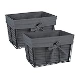 DII Vintage Grey Wire Basket Removable Fabric Liner, Set of 2, Gray