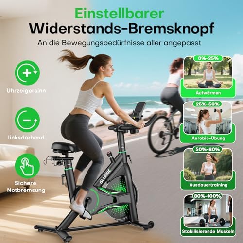 Bild 1 - 2025 Neu SLUNSE Heimtrainer Fahrrad mit App, Einstellbarer Magnetischer Widerstand Hometrainer Fahrrad, Leise & Bequem Ergometer Heimtrainer mit Hantelablage, LCD-Display, Tablet-Halterung, Bis 180KG
